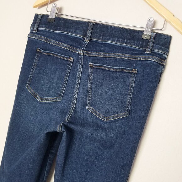 Spanx Flare Jeans Midnight Blue Shade Pull On Stretch High Waist L Petite $148 - Picture 7 of 16